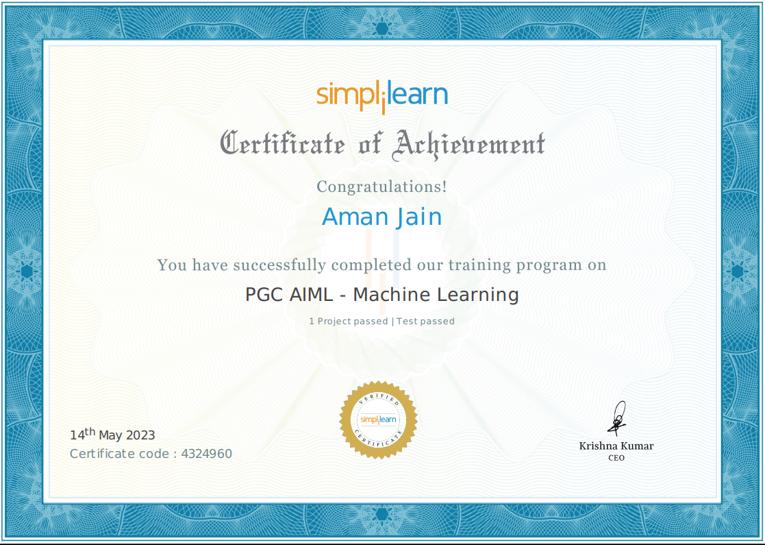 PGC AIML - Machine Learning certificate 4324960